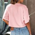 thumbnail image 4 of Fgnfyis T-Shirts Courts à Col Rond pour Femmes, Manches Courtes, Épaules Dénudées, Hauts Courts, T-Shirts pour Femmes, Rose, M, 4 of 6