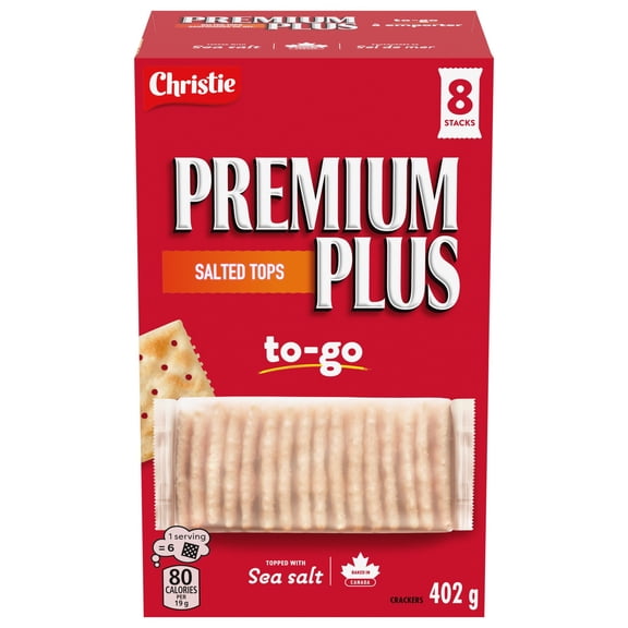 Premium plus à emporter saupoudrés de sel, 8 huit sachets de craquelins emballés individuellement, craquelins, biscuit soda, collation