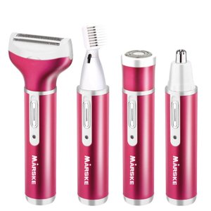 Relayinert Rasoir pour femmes électriques de Trimmer 4 en 1 Kit multi-fonction électrique de coupe-fûts pour cheveux rasoir (Fuchsia)