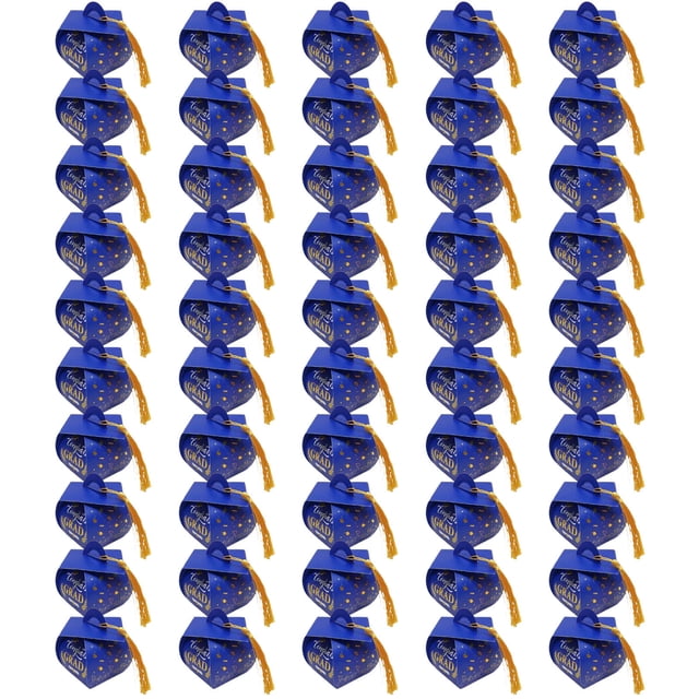 Sales Today Clearance! 50-Piece Graduation Candy Boxes, Doctoral Hat Mini Gift Boxes - DIY Folding Party Favors for Graduates