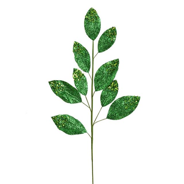 Vickerman QG191804 29 in. Green Glitter Leaf Spray - 6 per Bag