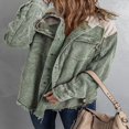 thumbnail image 4 of Womens Corduroy Shacket Jacket Long Sleeve Button Down Color Block Hooded Coat with Pockets, 4 of 7