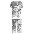 thumbnail image 5 of Ensemble de Pyjama Grande Taille Liquidation Ensemble de Pyjama à Manches Courtes pour Femme 2 Pcs Ensemble de Nuit d'Été Imprimé Floral Boutons Col Ras du Cou Pantacourt Ensembles de Pjs Pyjamas Chauds pour Femmes Nouveau Gris G, 5 of 5