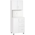 thumbnail image 1 of HOMCOM Modern Kitchen Cupboard Storage Organizer Microwave Cabinet, White, 1 of 10