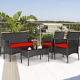 thumbnail image 4 of Gymax 4PCS Outdoor Furniture Set Patio Rattan Conversation Set w/ Red Cushion, 4 of 10