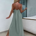 thumbnail image 4 of Xfvqtps Womens Solid Color Sleeveless Slip Dress Casual Loose Beach Slip Maxi Sundress for Spring Summer, 4 of 6