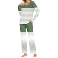 thumbnail image 1 of Yuyuzo Ensembles de Pyjama pour Femmes 2 Pcs Rayé Manches Longues Col Rond T-Shirts Pantalons de Détente avec Poches, 1 of 6