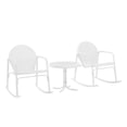 thumbnail image 1 of Crosley Furniture Griffith 3 Piece Metal Outdoor Rocking Chair Set in White, 1 of 13