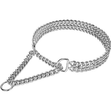GHSDFBB Collier d'Entraînement pour Chien, Colliers Étrangleurs pour Chiens, Colliers Étrangleurs Noirs à Maillons Cubains pour Chien, Collier Noir à Double Rangée pour Petits, Moyens et Grands Chiens