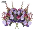 thumbnail image 1 of 2pcs 21-heads Artificial Rose Bouquet Simulation Cloth Floral Decor Home Wedding Fake Flower, 1 of 10