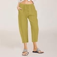 thumbnail image 2 of Penkiiy Pantalon Capri à Jambe Grand à Cordon pour Femme Grande Taille, Jaune, 2TG, 2 of 5