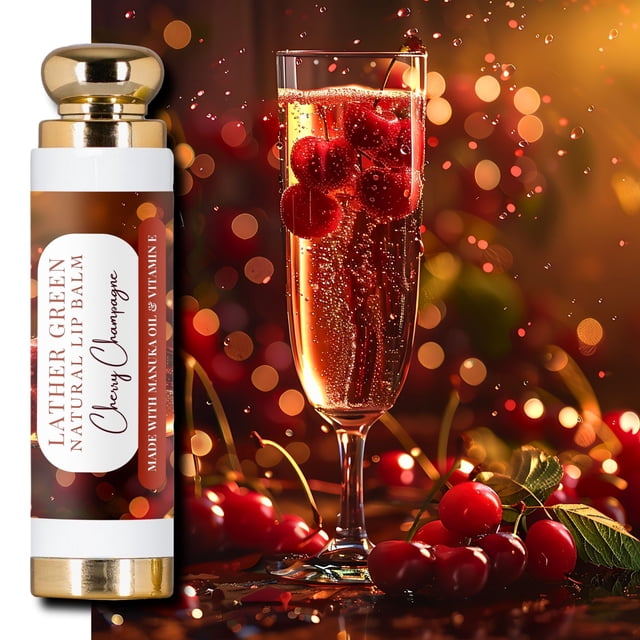 LatherGreen Cherry Champagne Natural Lip Balm, 1 pc by LatherGreen