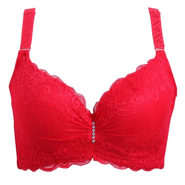 Bras for Women Underwire Full-Coverage Bra Feature V-Neck Full-Figure Bra Style W-1657 Red S