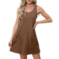 thumbnail image 1 of Ovzne Robes pour Femmes Robe d'Été Mode Femmes Été Poche Décontractée Solide Col Rond Sans Manches Mini Robe Robe Femmes Liquidation, 1 of 7