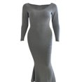 thumbnail image 2 of Ladies Long Dress Long Sleeve  Neck Slim Solid Casual Dress, 2 of 6