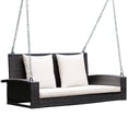 thumbnail image 4 of Costway 2-Person Patio Rattan Hanging Porch Swing Bench Chair Cushion Beige, 4 of 10