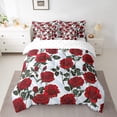 thumbnail image 2 of Red Rose 7 Piece Comforter Set Full Bed In A Bag,Romantic Floral Bedding Sets Garden Flower Sheet Set With Comforter,Botanical Leaf Bed Set, 2 of 5