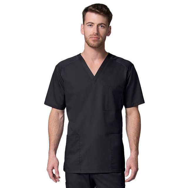 Maevn Uniforms Men's V-Neck Mesh Panel Solid Scrub Top