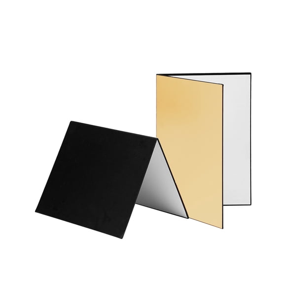 walmeck 3-in-1 Photography Cardboard Paperboard Folding Photography Reflector Diffuser Board (Black + White + Golden) for Still Life Product Food Photo A4 Size