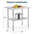 thumbnail image 2 of Yiwa Commercial Stainless Steel Work Table, NSF Certified, 2-Tier Adjustable Shelving, Leveling Feet, 2 of 9