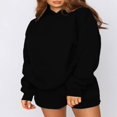 thumbnail image 2 of Casual Solid Color Hooded Sweatshirt and Loose Shorts Set for Women, 2 of 7