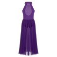 thumbnail image 5 of Alvivi Robe de Danse Ballet Col Montant pour Filles Jupe Longue de Gymnastique Moderne Violet 8, 5 of 5