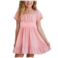 thumbnail image 1 of Ketyyh-chn99 Robe Tutu pour Filles, Robes d'Été Duveteuses 2025, Mode d'Été, Couleur Unie, Robe Dos Nu à Lacets pour Filles, Taille pour 10-11 Ans, Rose, 1 of 6