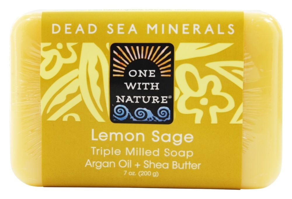 One With Nature - Dead Sea Mineral Bar Soap Mild Exfoliating Lemon Sage - 7 oz.