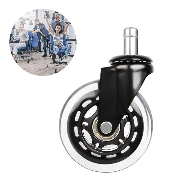 Roues de Chaise de Bureau de Remplacement, Roulettes en Caoutchouc pour Chaise, Présentant un design durable Noir et Argent avec un Diamètre de 75 mm et une Largeur de 24 mm. Conçues pour les Planchers en Bois Franc, Stratifiés, en Vinyle, en Carreaux et en Tapis, Ces Roulettes Assurent un Mouvement Fluide et Sans Égratignures. Comprend une Roulette Unique avec une Capacité de Charge Maximale de 45-50 kg et une Hauteur d'Installation de 95 mm.