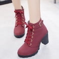 thumbnail image 4 of EGNMCR Bottines pour Femmes Femmes Rétro Talon Épais Chaussures à Talons Hauts Grande Taille à Lacets, 4 of 6