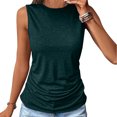 thumbnail image 2 of JGGSPWM Femmes Sans Manches Col Rond Été Couleur Unie Coupe Ample Débardeurs Basiques T-Shirts Vert TG, 2 of 9