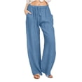 thumbnail image 4 of GigrtiJin 2 Pack Womens Lounge Long Pants Solid Color Drawstring Elastic Wasit Wide Leg Pants with Pocket Trendy Lounge Pants, 4 of 7