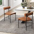 thumbnail image 2 of Gymax Dining Chair Set of 2 Faux Leather Upholstered Kitchen Side Chair w/ Curved Brown, 2 of 7