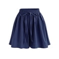 thumbnail image 1 of Diufon Chiffon Shorts for Women Elastic Waisted Ruffle Pleated Pants Solid Color Drawstring Shorts Pants, 1 of 4