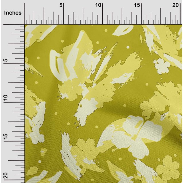 oneOone Georgette Viscose Lime Green Fabric Florals Sewing Material Print Fabric By The Yard 42 Inch Wide-RV6