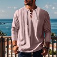 thumbnail image 2 of zbxnLI Mens Linen Shirts Drawstring V Neck Long Sleeve Shirt Lightweight Spring Fall Long Sleeve T-Shirts, 2 of 8