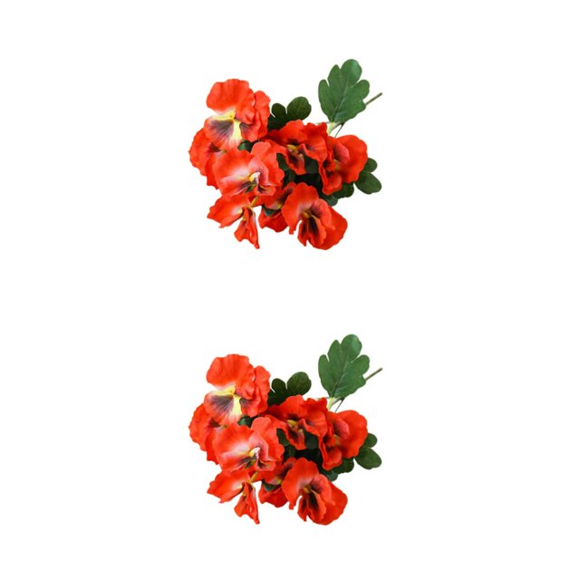 Decodeary Realistic Appearance Flower Decoration For Low Maintenance Garden Easy To Clean Cloth Decorations Fake Plants Flowers JH1241 Red 2Set