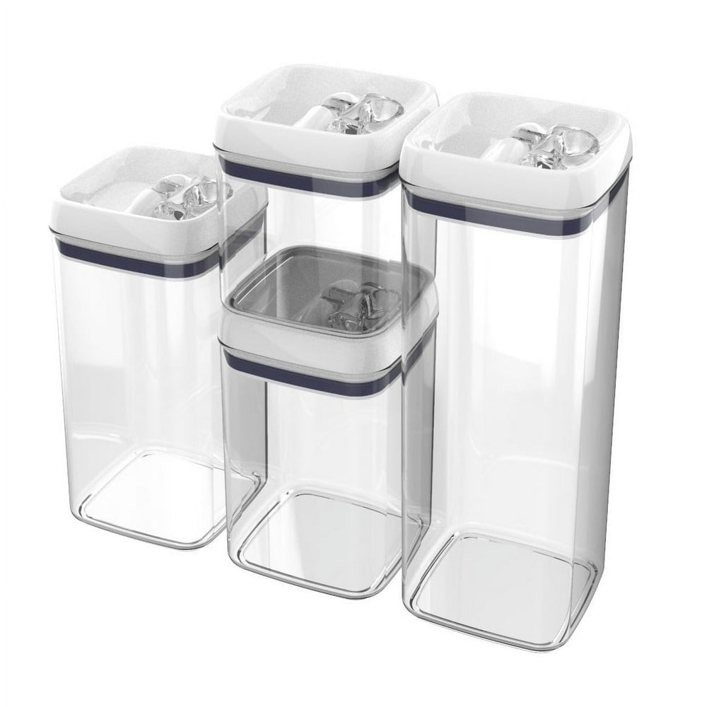 MesaSe 4-Pack Large Square Food Storage Container Set Plastic Food Storage Containers with Lids