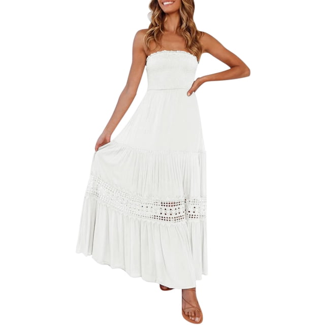 Ketyyh-chn99 Robes d'Été Femmes Tendance 2024 Robe Mini Robe de Fête Robe d'Été Décontractée pour Femmes Manches Courtes Tendance Imprimée Robe Midi de Plage Blanc,TG