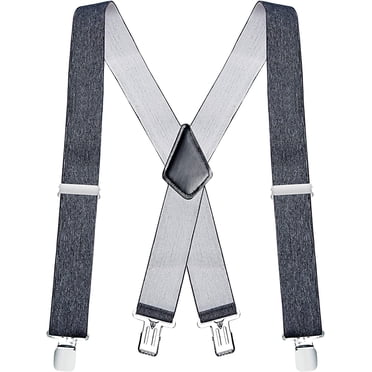 Buyless Fashion Mens Suspenders - 48" Elastic Adjustable Heavy Duty 2" Wide - X Back