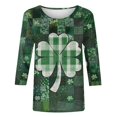 thumbnail image 5 of Mceream T-Shirt à Manches 3/4 St Patricks Day Hauts pour Femmes Printemps Col Rond T-Shirts Décontractés Blouses à Imprimé Floral T-Shirts Graphiques Tenues d'Été Hauts Boho Grande Taille Chemises à Imprimé Trèfle L, 5 of 5