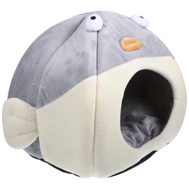 FONDOTIN Puffer Shape Cat Cave Bed Semi Enclosed Cozy Nest For Cats Pets For Indoor Use For Resting Playing
