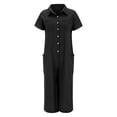 thumbnail image 5 of Womens Solid Color Casual Short Sleeved Medium Length Cotton Linen Shirt Jumpsuit, 5 of 5