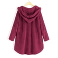 thumbnail image 4 of WEIYLL Womens Fleece Jackets Pocket Irregular Long Hooded Button Sleeve Plus Size Wine Fall Coats Size S, 4 of 5