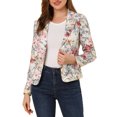 thumbnail image 1 of INSPIRE CHIC Juniors Allover Long Sleeve Notched Lapel Open Front Blazer, 1 of 6