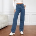 thumbnail image 4 of WEAIXIMIUNG Jeans Maternité Femme Women Fashion Solid Loose Button Pant Pocket Washed Polished Waist Ripped Jeans Trousers, 4 of 8