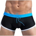 thumbnail image 2 of QATAINLAV Clearance, Mens Casual Drawstring Swim Trunks Square Leg Swim Briefs Quick Dry Athletic Training Swimsuit Fashion Colorblock Board Shorts Summer Beach Outfits Black L, 2 of 7