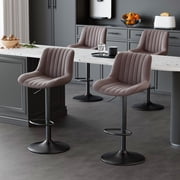 Hawsaiy Adjustable Bar Stools Set of 4, Swivel Counter Height Bar Chairs with Back, Modern Technical Fabric Barstools for Kitchen Island & Home, Brown