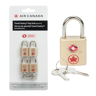 Air Canada 4-Pack TSA Key Locks with 8 Keys for Luggage and Travel Security