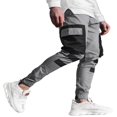 thumbnail image 2 of Men‘s Pockets Patchwork Cargo Trousers Color Block Casual Trousers Long Pants, 2 of 5